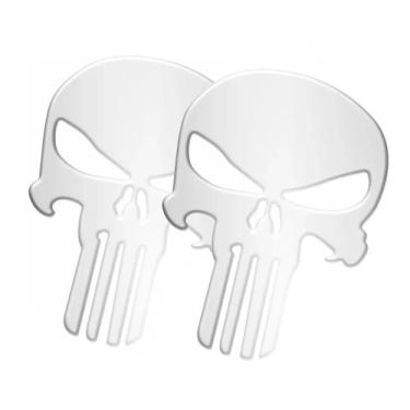 Imagem de Par Adesivo Resinado Caveira Justiceiro Branco Grande - Resitank