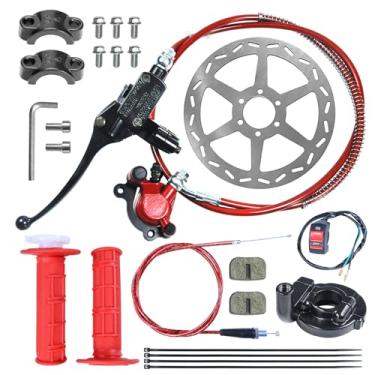 Imagem de HOOUP Mini Bike Sistema De Pinça Freio Hidráulico Esquerdo Rotor A Disco 180 Mm Com Conjunto Manoplas Cabo Acelerador Para 79Cc 97Cc 2,8 Hp Predator Baja Doodlebug Dirt Bug Db30 Blitz Moto Vermelho