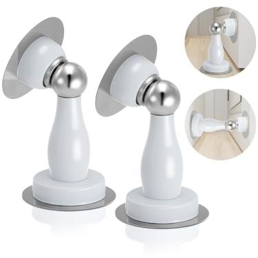 Imagem de JIADAXIN Batente de porta magnético, batente de porta de aço inoxidável, adequado para montagem na parede e no chão, retentor de porta, fita adesiva dupla face, sem necessidade de perfuração (pacote