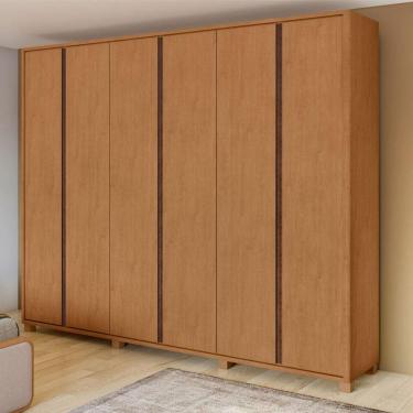 Imagem de Guarda Roupa Casal Ambiente Leder 6 Portas Amêndoa Clean com Pés  – Lopas