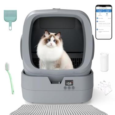 Imagem de Caixa de Areia Automática Autolimpante – Controle de Aplicativo e Monitoramento de Peso – 86L Ultra-Silencioso, Multi-Cat – Monitor Inteligente de Saúde, Seguro Antibeliscão, Caixa de Areia