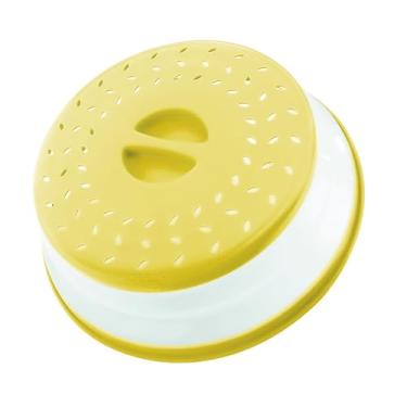 Imagem de Capa dobrável para respingos de micro-ondas, capa de placa de micro-ondas com saída de vapor, silicone e plástico sem BPA (amarelo creme, 26 cm)
