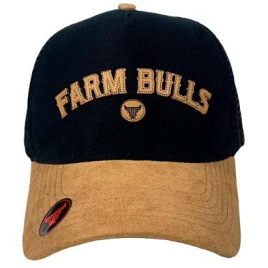 Imagem de Bone Country Masculino Aba Curva Telinha Farm Bulls New, Preto, UNICO