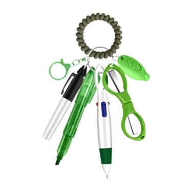 Imagem de Almencla Kit de caneta de enfermagem colorida caneta de caneta multifuncional com compacto resistente com o marcador permanente do marcador permanente de, Verde