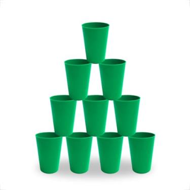 Imagem de Kit 30 Copos Plásticos Reutilizáveis 200ml Coloridos Resistentes P/Festa Infantil Merenda Escolar Creche Uso Diário (Verde)