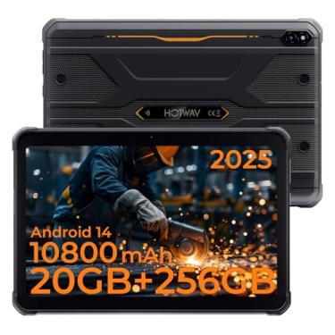 Imagem de HOTWAV R10 Pro 2025 Tablet robusto Android 14-10,1 polegadas HD+ 10800mAh tablet impermeável, 20 GB de RAM + 256 GB ROM/1TB TF tablets externos, câmera 13 MP + 5 MP Octa-Core IP68 e IP69K/4G-LTE/5G