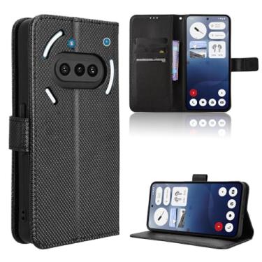 Imagem de Elubugod Capa de couro compatível com Nothing Phone 3A, capa flip de couro PU compatível com Nothing Phone (3a) A059 capa preta