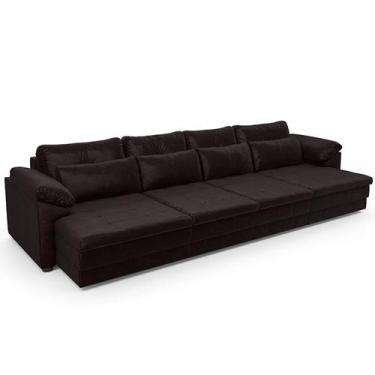 Imagem de Sofá Retrátil Para Sala de Estar 4 Lugares 339cm Riza S03 Couro Vinho 