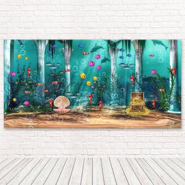 Imagem de Painel Retangular 3D Sublimado Fundo Do Mar 2,0X1,5 Frt-4993