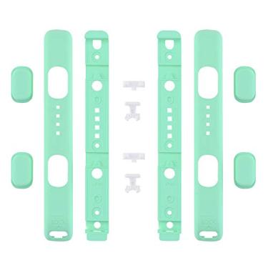 Imagem de eXtremeRate Capa de substituição de toque macio verde menta para Nintendo Switch Joycon Strap, botões personalizados para pulseira de pulso Joy-con para Nintendo Switch – 2 unidades
