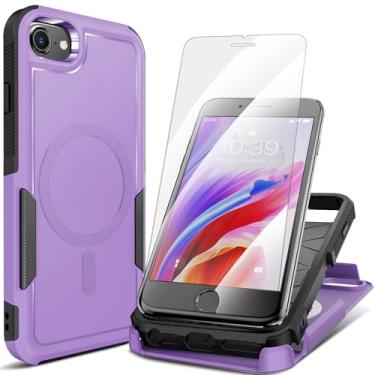 Imagem de MHYALUDO Capa para iPhone SE 3ª geração 2022/2020, capa para iPhone 8/7, com 2 películas de vidro temperado, corpo inteiro de 360° à prova de choque, à prova de quedas, policarbonato rígido e TPU