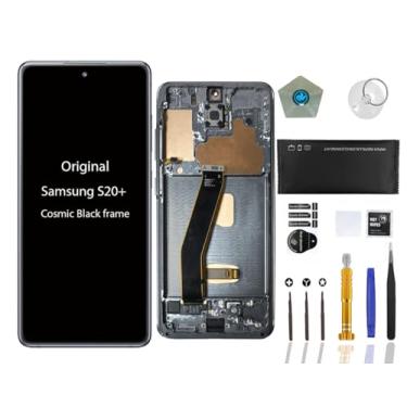 Imagem de Lenwell Substituição de tela original OEM para Samsung Galaxy S20+ 5G LCD digitalizador de substituição Touch Assembly Kit de ferramentas de reparo premium (S20 Plus 6,7 polegadas preto com moldura)