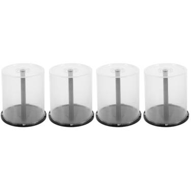 Imagem de Zerodeko Caixa de bolo de CD/DVD, balde de armazenamento vazio de CD ou DVD, suporte de recipiente de armazenamento de CD ou DVD de 100 discos em capa transparente com eixo preto