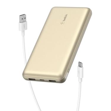 Imagem de Belkin Carregador portátil, carregador portátil USB-C 20.000 mAh com 2 portas USB-A, 15W com cabo tipo C para tipo A para iPhone 17, Air, Samsung Galaxy S25, Pixel, iPad, Nintendo Switch 2, Google
