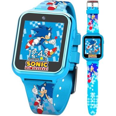 Imagem de Accutime Relógio inteligente infantil SEGA Sonic The Hedgehog azul educativo com tela sensível ao toque para meninos, meninas, crianças pequenas, Azul sônico, 40mm, Moderno