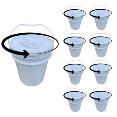 Imagem de Balde Plástico 20L Tampa De Rosquear Para Farofa - Kit 8 Pçs - Nastrip