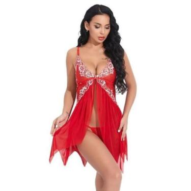 Imagem de Conjunto de Lingerie Transparentes ElaShopp, Vermelho