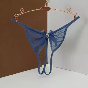 Imagem de Calcinha de Renda Transparente com Abertura ElaShopp, Azul