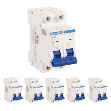 Imagem de 6 Disjuntor 16A Bipolar Tramontina TDJ3 Curva C 3kA