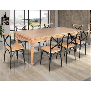 Imagem de Conjunto Jantar Mesa Leonora 240X100 Com 8 Cadeiras Paris Base Alumínio - Natural - Marrom