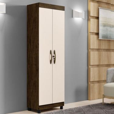 Imagem de Multiuso 2 Portas 5 Prateleiras Roma Benetil Avelã Ipê E Off White