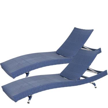 Imagem de 2 Espreguiçadeiras Em Alumínio, Com 6 Regulagens Azul Dark