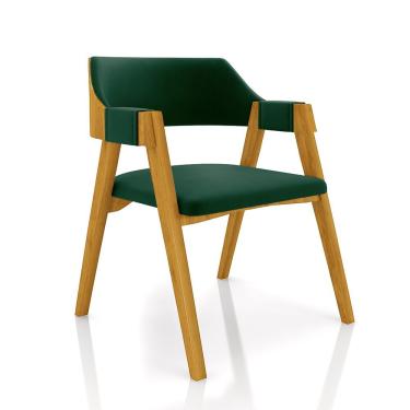 Imagem de Cadeira Sala De Jantar E Jogos Carteados Madeira Maciça Poker Veludo Verde-mel G42 - Gran Belo