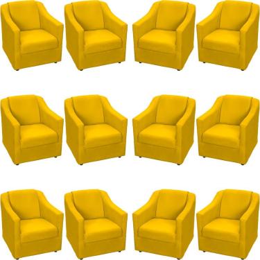 Imagem de Kit 12 Poltronas Mila Pé De Plástico Cromado - Amarelo Suede