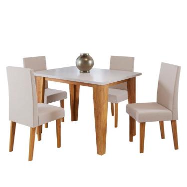 Imagem de Mesa De Jantar Retangular Viero Latina Venus Com 4 Cadeiras Bege Com Marrom