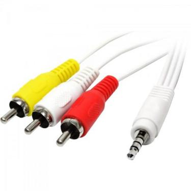 Imagem de Cabo P2 4c X 3 Rca Macho 1,8m Cbrc0017 Branco Storm