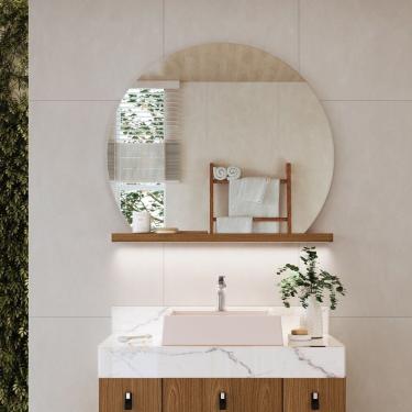 Imagem de Espelheira Para Banheiro Nicole 80 Com Led Freijó