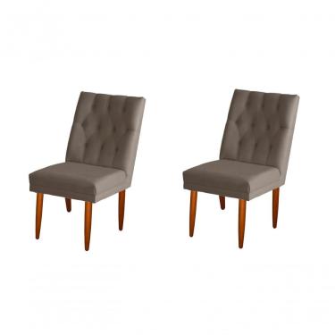 Imagem de Jogo 02 Cadeiras De Jantar Estofada Cozinha Paris Suede Capuccino Eli Móveis