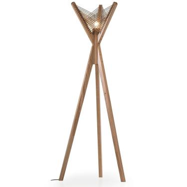 Imagem de Luminária Fulô Ozki 153 Cm (altura) Madeira Eucalipto Cedro Corda Couro Reconstituído