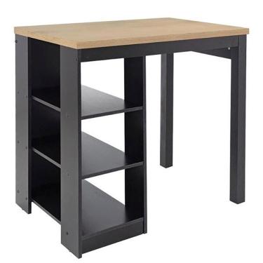 Imagem de Bancada Ilha Cozinha 3 Prateleiras 90x60 Cm Cd1022 Dtall Preto Preto