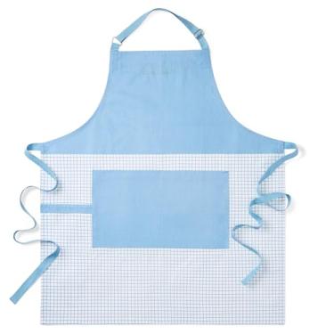 Imagem de KitchenAid Avental Gourmet Series Gridlines Big Chef, resistente a água e manchas, veludo azul, tamanho adulto 81 x 71 cm