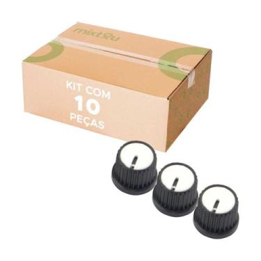 Imagem de 10x Botão Knob Redondo Estriado Com Parafuso Ad209 - Branco - PIX