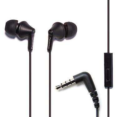 Imagem de Panasonic ErgoFit Fones de ouvido com fio com microfone, conector de 3,5 mm com fio com microfone e controlador de chamadas, fones de ouvido ergonômicos de ajuste personalizado (P/M/G), para telefones