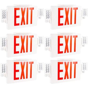 Imagem de GRUENLICH Placa De Saída Combinada Led Gruenlich, Luz Emergência Com 2 Cabeças Ajustáveis E Face Dupla, Baterias Reserva - Letra Vermelha Padrão Dos Eua, Qualificação Ul 924, Voltagem 120-277, Pacot