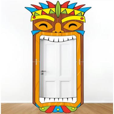 Imagem de Tiki Totem Banners de varanda de festa havaiana decoração de festa tiki faixa para pendurar porta de aniversário tropical pano de fundo para o verão Havaí Tropical Moana Photo Booth adereços de