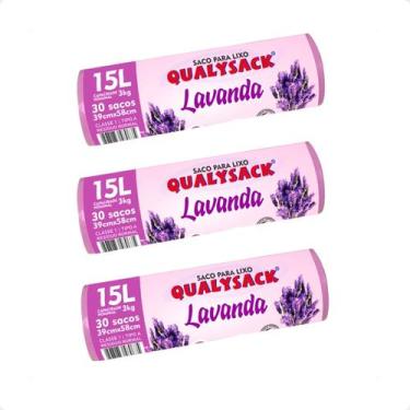 Imagem de Combo 3 Saco De Lixo Pia e Banheiro com Aroma Lavanda 30 Un - 15L - Qu