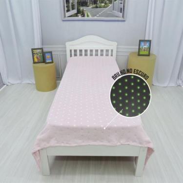 Imagem de Manta Fleece Estrela Brilha No Escuro Rosa Infantil Solteiro - Fantasi