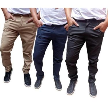 Imagem de 3 calça basica jeans e sarja com elastano slim envio rapido aproveite 