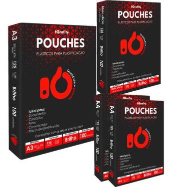 Imagem de Kit Plástico Plastificação 0,05 Meio Ofício A4 A3 125 micras - Grafity