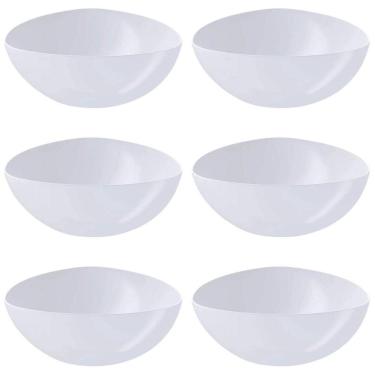 Imagem de Kit 6 Saladeiras Triangulares 2,5L Tigela de Plástico Branca Essential Coza Bacia Pipoca