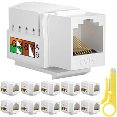 Imagem de DKARDU RJ45 Cat6 Keystone Jack, 10 peças Ethernet Wall Jack Inline Acoplador de rede Cat6 Compatível com Cat5/5e/6 - Acoplador de rede Cat6