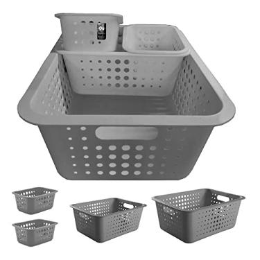 Imagem de Kit 3 Caxias Organizadoras Cestos Multiuso Para Brinquedos Closet Chumbo