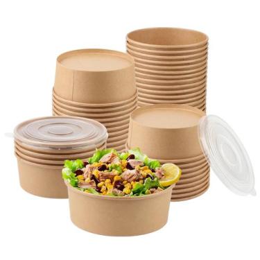 Imagem de Taças de papel Belinlen 1065mL, 50 conjuntos com tampas, papel Kraft d