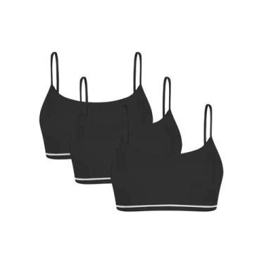 Imagem de Kit 3 Top Sutiã Básico Lobinha Sem Costura Menina Lupo, Preto, P