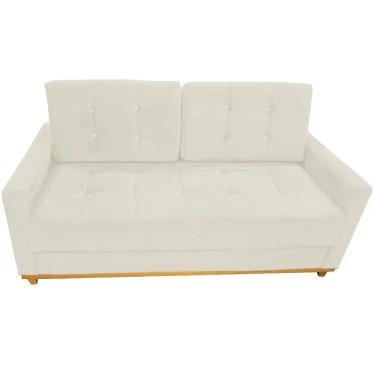 Imagem de Sofá Austria 2 Lugares em Veludo com Almofadas Soltas 170cm União Cor Marfim