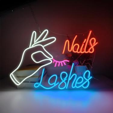 Imagem de RSEthan Placa De Neon Nails Lashes - Luzes De Decoração De Parede Para Quarto, Salão De Beleza, Sala De Maquiagem, Estúdio De Beleza, Alimentado Por Usb